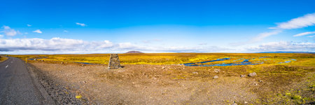 Panoramic view of beautiful colorful Icelandic landscape, Iceland, late summer time