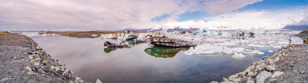 Wonderful view of Glacier Lagoon, Jokulsarlon, on South Iceland, summer time, sunny dayの写真素材