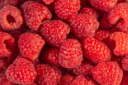 Delicious fresh red raspberry as background, closeup, details