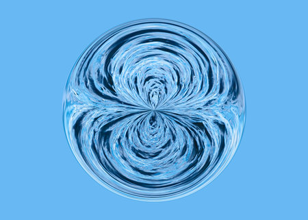 Bright blue abstract fractal background with curved lines,  a computer-generated 2D illustration, textureの写真素材