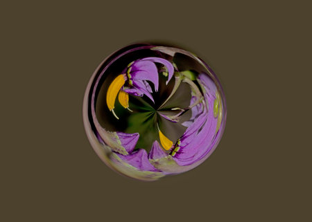 abstract purple floral background with a nightshade flower orb.の写真素材