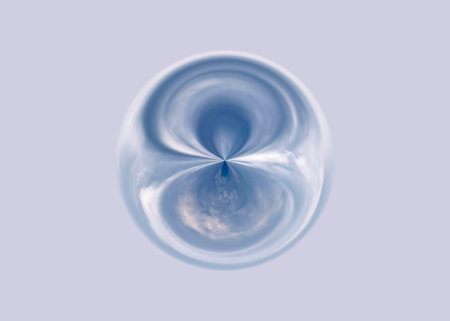 Light blue abstract background with a sphere in the shape of a ball.の写真素材