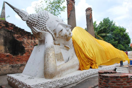 AYUTTHAYA-THAILAND- : Ruins of the monastery, ruins of the old pagoda,Buddha statue & area in The old temple, Ayutthaya Province, Thailandのeditorial素材