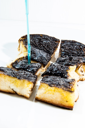 sugar and butter toast against backgroundの写真素材