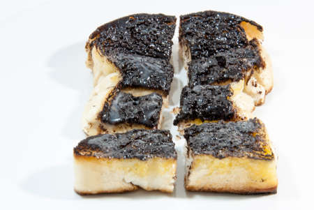 sugar and butter toast against backgroundの写真素材