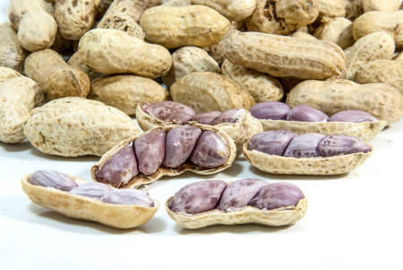 Peanuts on a white background
