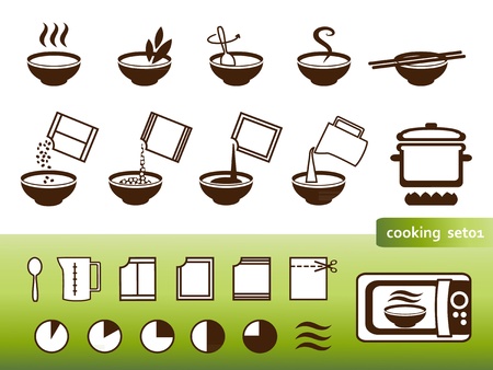 Cooking signs, for manuals on packing のイラスト素材