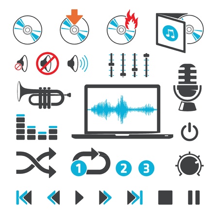 Audio-video computer icons and signsのイラスト素材