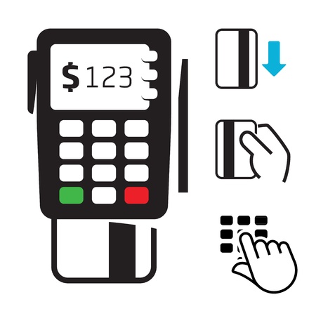 POS-terminal and credit card iconsのイラスト素材