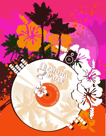 Beach party poster in tropical styleのイラスト素材