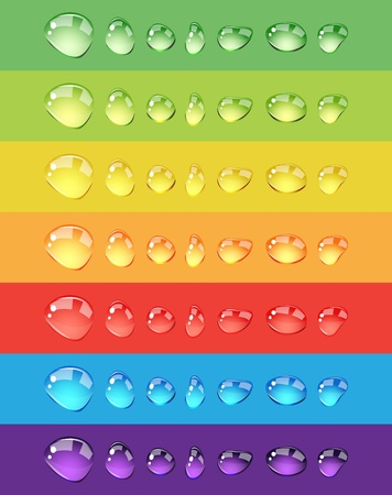 Pure water droplets on vibrant rainbow backgroundのイラスト素材