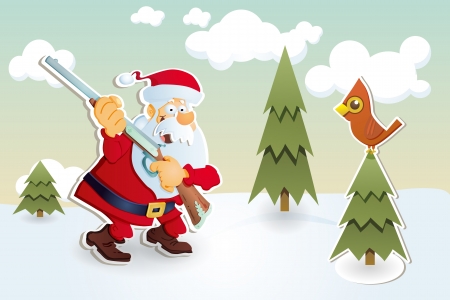 Santa Claus with rifle, hunting. Christmas card.のイラスト素材