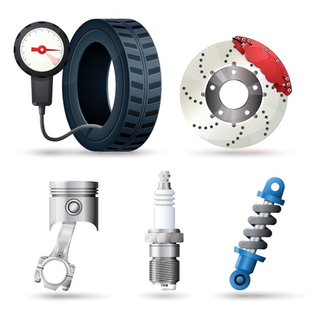 Car spare parts, mechanic and service toolsのイラスト素材
