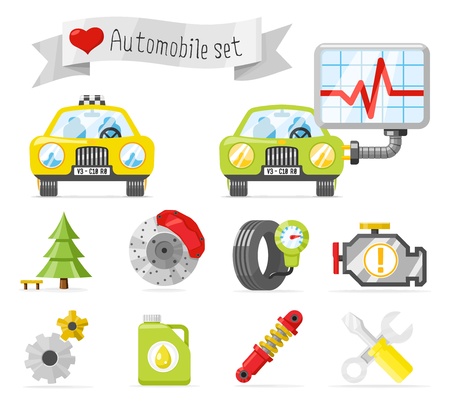 Lovely automobile icons setのイラスト素材