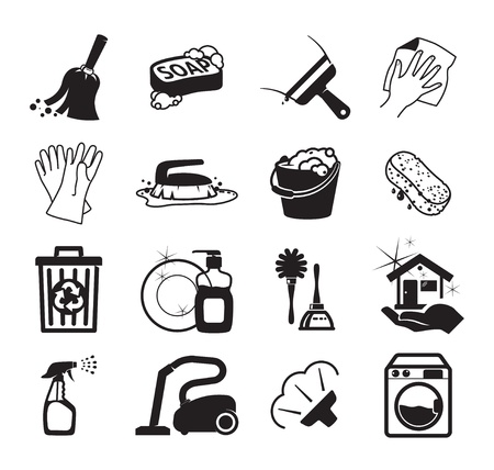 Monochromatic cleaning iconsのイラスト素材