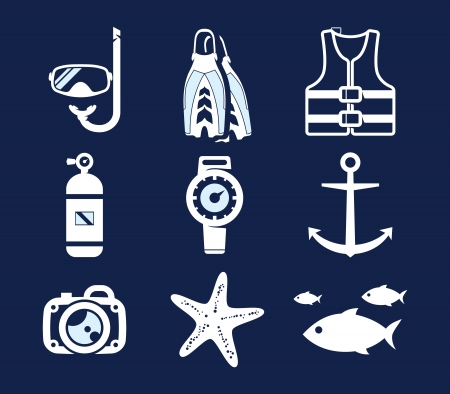 Sea Sailing icons setのイラスト素材