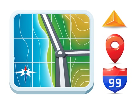 GPS and navigation iOS style iconのイラスト素材