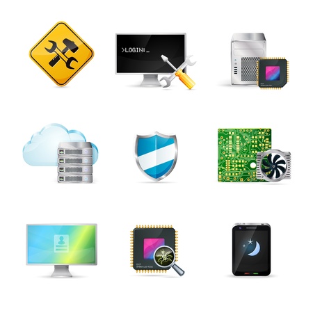 Computer service icons setのイラスト素材