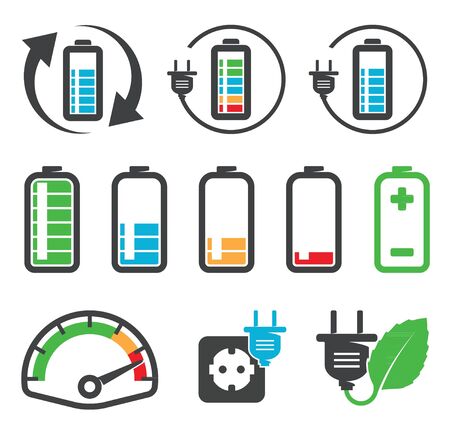 Colorful battery icons , recycling conceptのイラスト素材