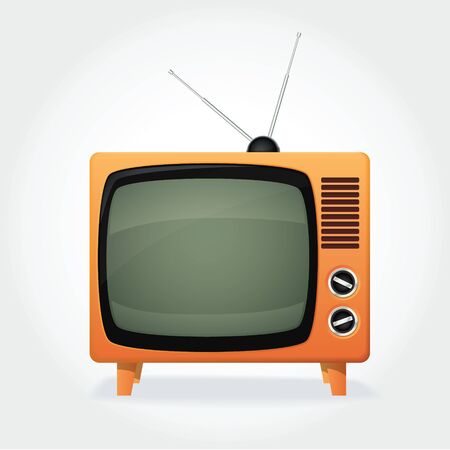 CUte retro TV set, orange cover and tiny antennaのイラスト素材