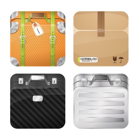 Cases and parcel iconsのイラスト素材