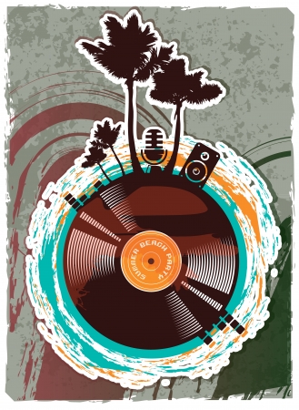 Beach party poster in tropical styleのイラスト素材