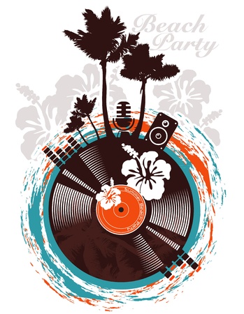 Beach party poster in tropical styleのイラスト素材