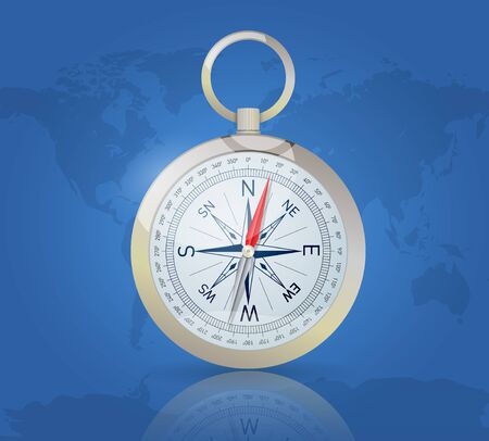 Compass on the world map backgroundのイラスト素材
