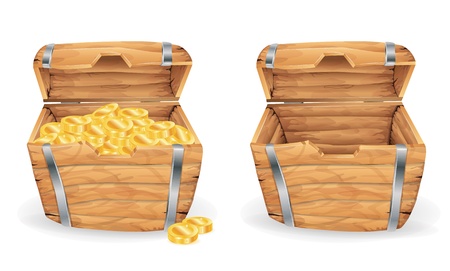 Treasure chest, full and emptyのイラスト素材