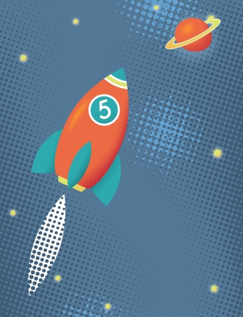 Cartoon space rocket, fly to the cosmosのイラスト素材