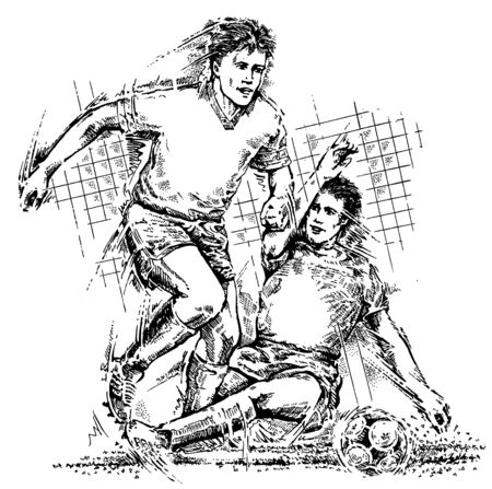 Drawing of soccer playersのイラスト素材