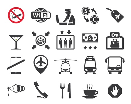 Travel and airport signs, symbolsのイラスト素材