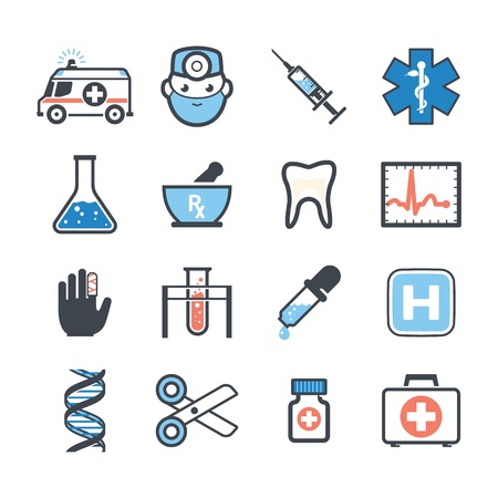 Ambulance icons set colorのイラスト素材