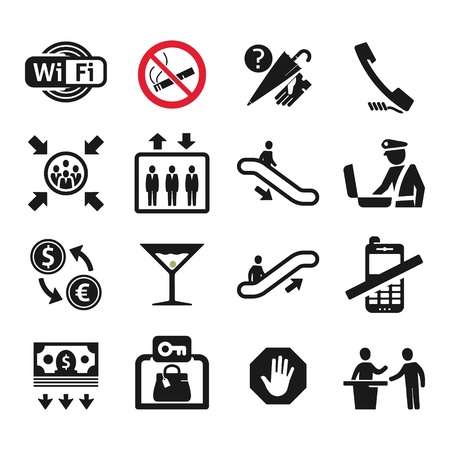 Public places Information signs icons setのイラスト素材