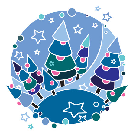 Winter decor. Christmas treesのイラスト素材