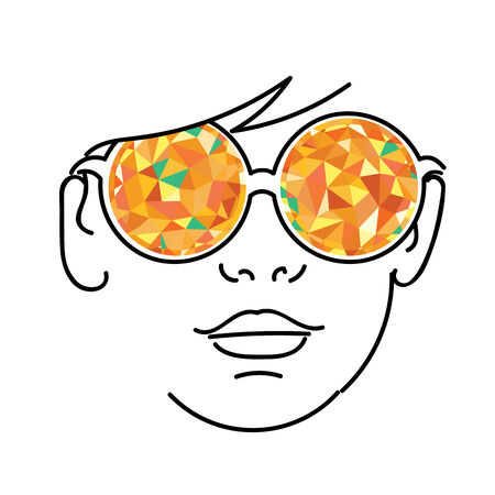 Face with yellow kaleidoscopic glassesのイラスト素材