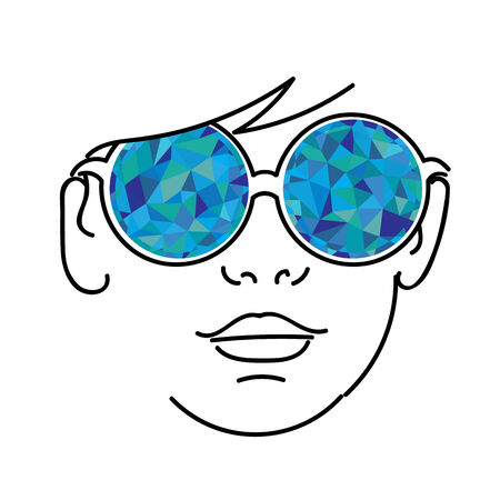 Face with blue kaleidoscopic glassesのイラスト素材