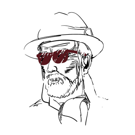 Drawing of aged man, gentlemenのイラスト素材