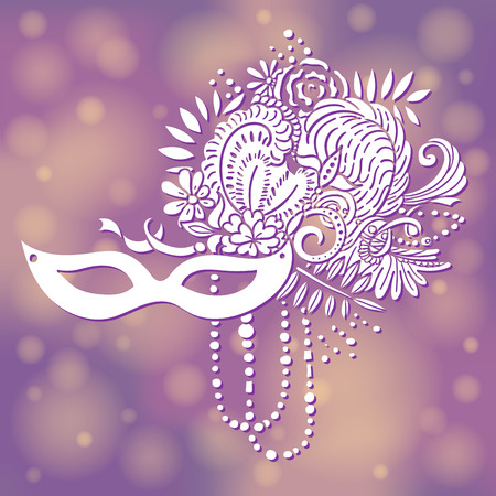 Carnival mask with feathers and flowersのイラスト素材