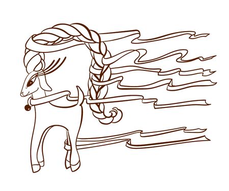 Drawing of deer with ribbons in hornsのイラスト素材