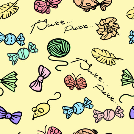 Seamless pattern - cats toysのイラスト素材