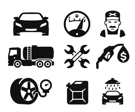 Gas station and Fuel pump icons set 02のイラスト素材