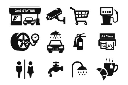 Gas station and Fuel pump icons set 04のイラスト素材