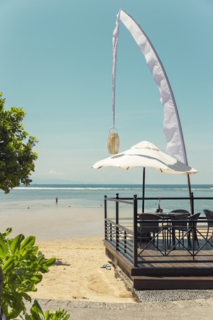 Restaurant on the beach. Romantic place in tropical paradiseの写真素材