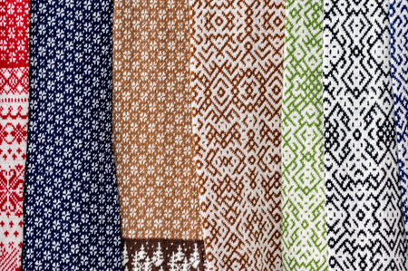 Traditional christmas knitted Baltic or Scandinavian scarfs