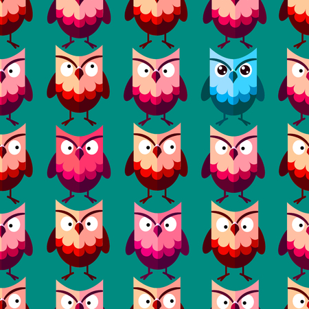 Cute vector owl characters. Seamless patternのイラスト素材