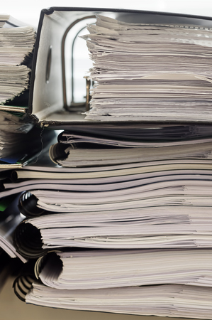 Stacks of folders with documents, close up viewの写真素材