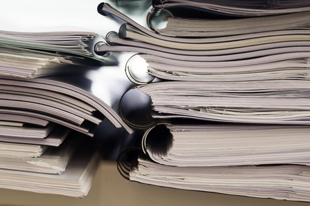 Stacks of folders with documents, close up viewの写真素材