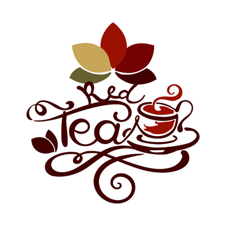 Lettering - Red Tea - good for label, logo, menu decoration.のイラスト素材
