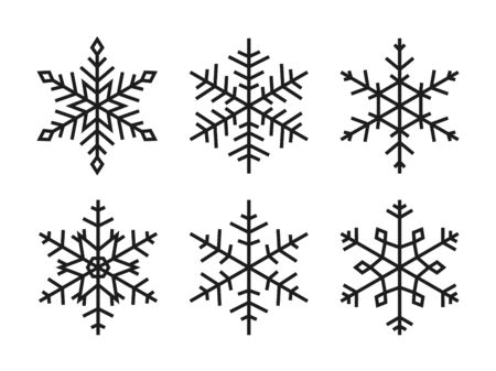 Vector snowflakes set - simple geometrical graphicのイラスト素材